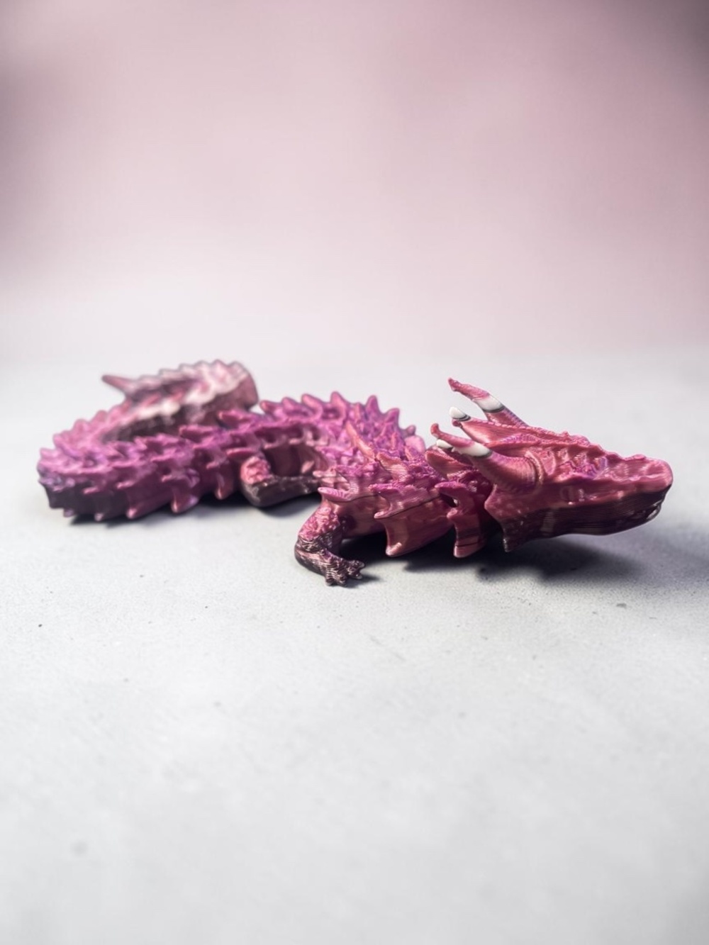 10” 3D Articulated Metallic Purple Pink and White Dragon - Picture 5 of 14